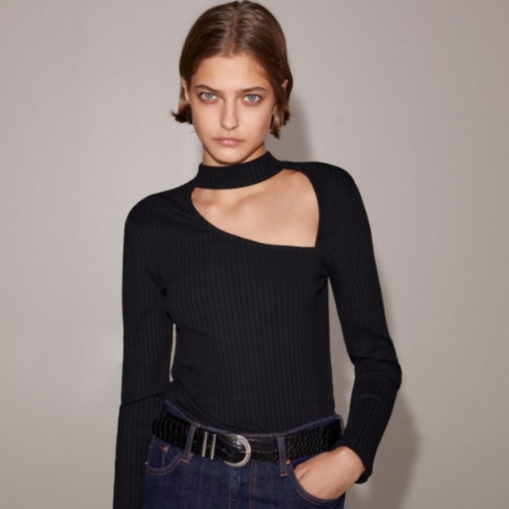Zara Cut Out Black Top - Size S